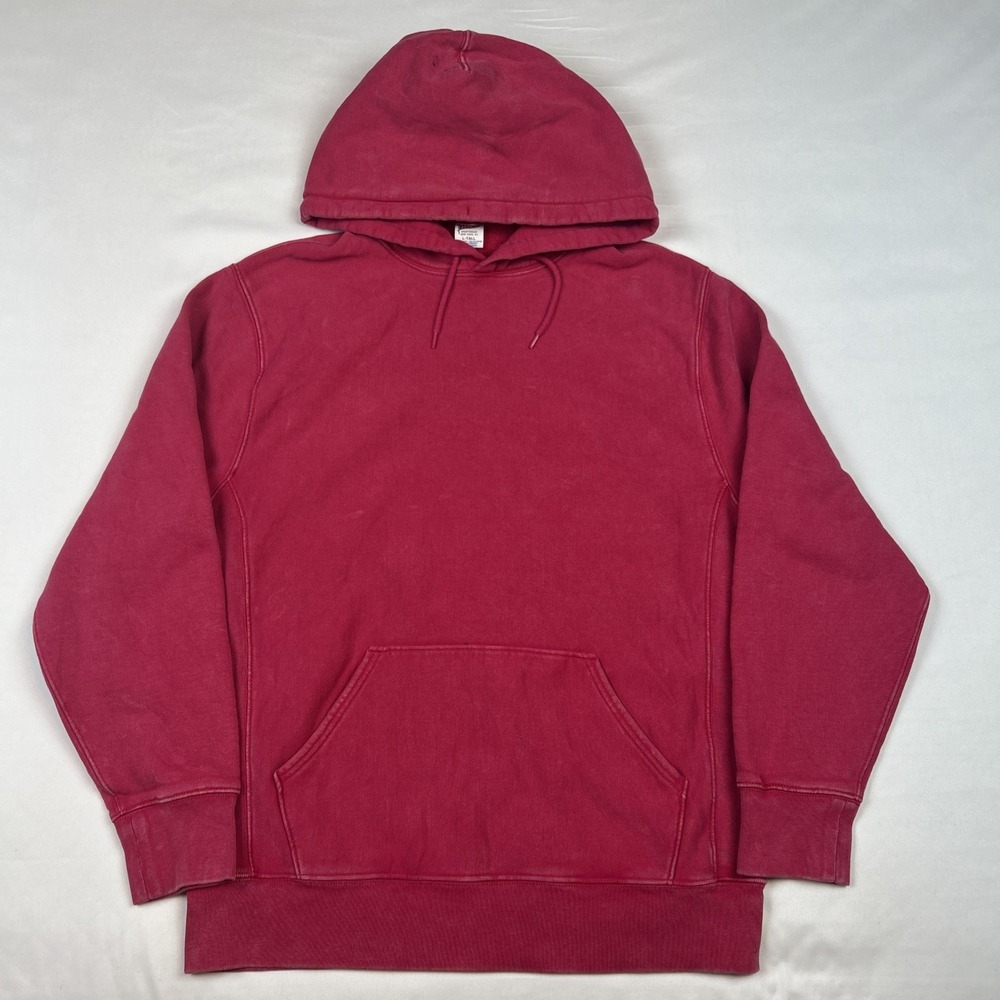 J Crew Sportswear Hoodie Large Tall Red Reverse Weave Pullover Heavy Sweatshirt
